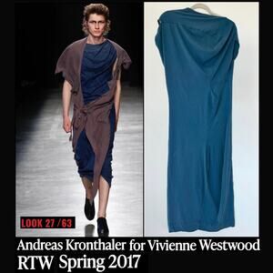 RARE Vivienne Westwood Andreas Kronthaler RTW Spring 2017 Unisex Dress L/XL Blue